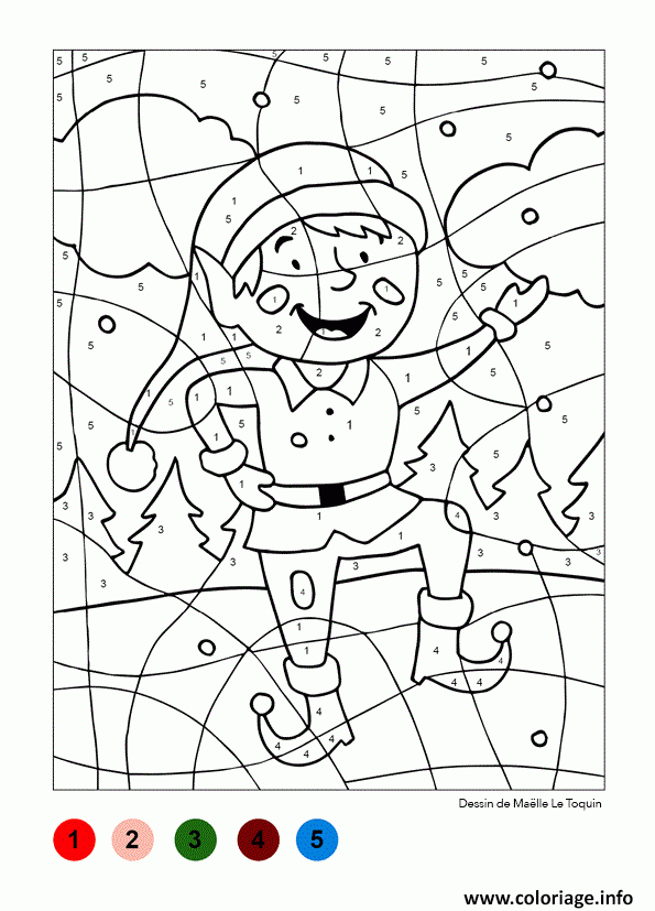 Coloriage Magique Petit Lutin Pour Noel Dessin Magique À avec Coloriage Magique Cp Noel 