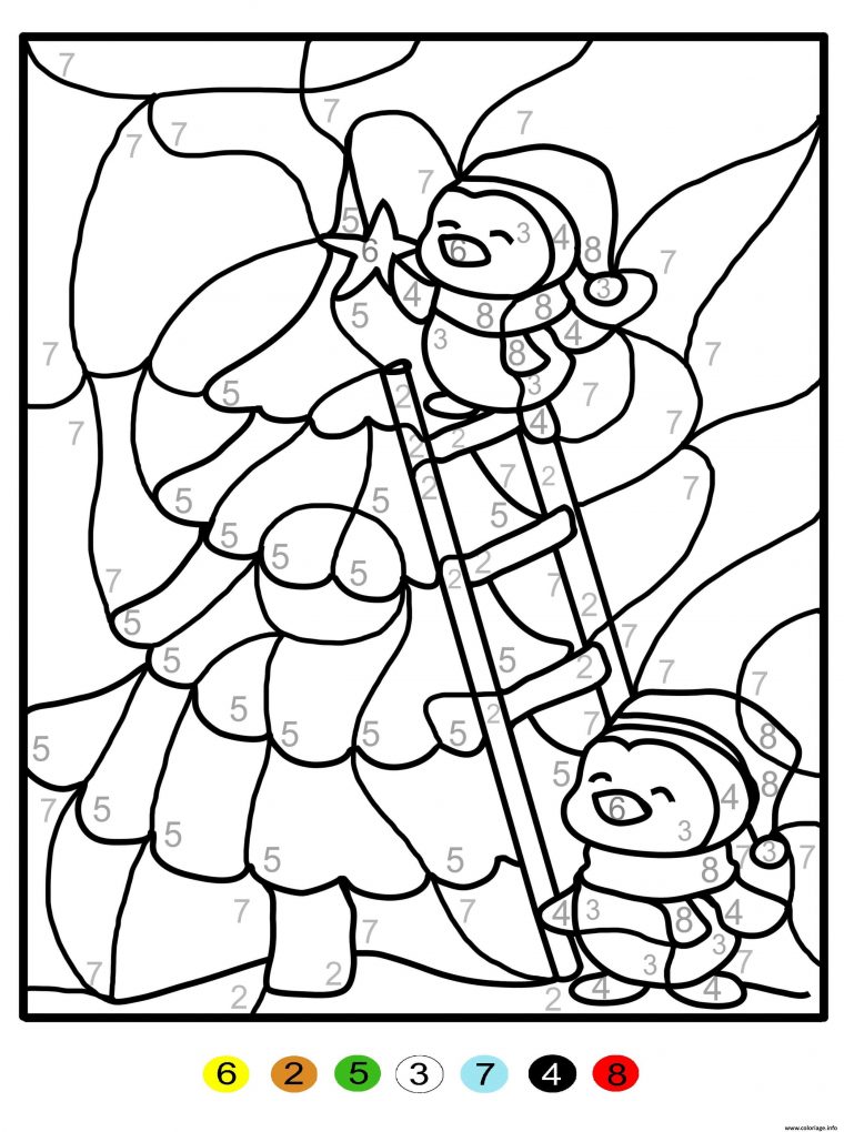 Coloriage Magique Sapin De Noel Chiffre Numero Maternelle avec Dessin De Noel Sapin