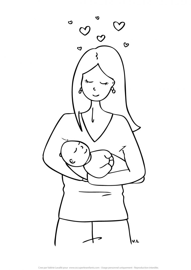 Coloriage Maman Et Son Bebe – Occuper Les Enfants intérieur Coloriage Pour Bébé