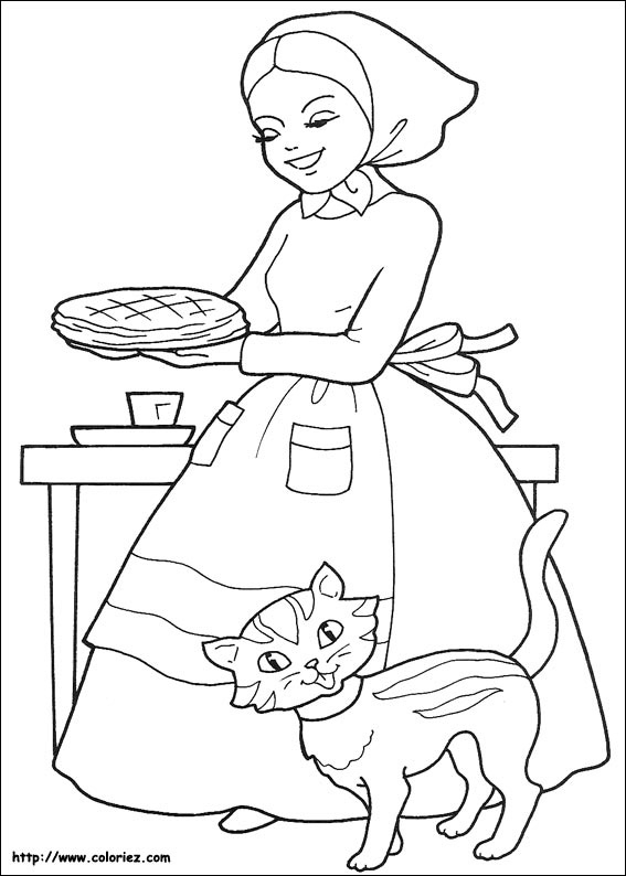 Coloriage – Maman Fait Une Belle Galette pour Coloriage Le Petit Chaperon Rouge