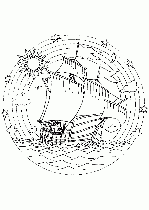 Coloriage Mandala Bateau Sur Hugolescargot pour Coloriage Bateau À Imprimer Gratuit