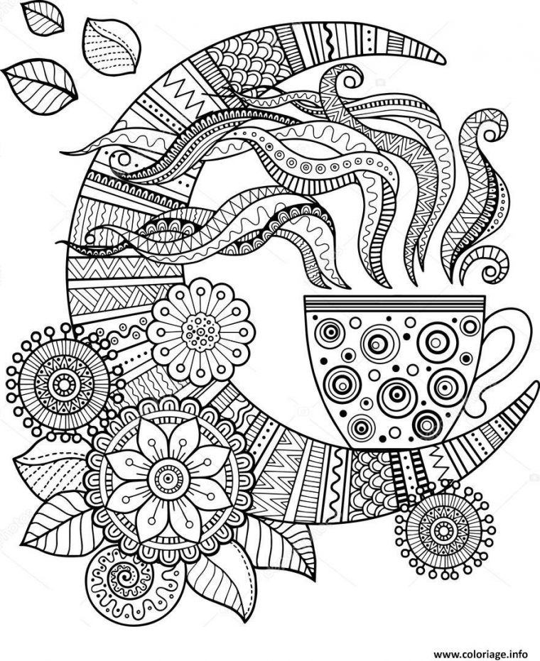 Coloriage Mandala Cafe Tasse Pour Adulte Dessin Cafe À intérieur Mandala Adulte À Imprimer