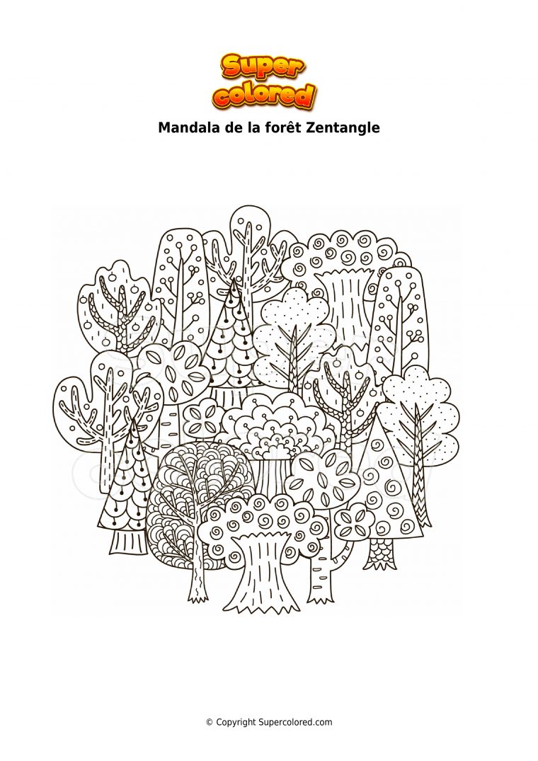 Coloriage Mandala De La Forêt Zentangle – Supercolored tout Coloriage Foret