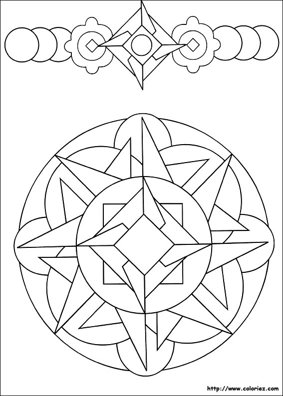 Coloriage - Mandala Et Frise De Formes Géométriques avec Coloriage Geometrique 