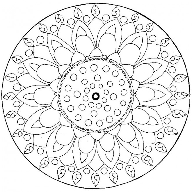 Coloriage Mandala Fleur Difficile En Couleur Dessin serapportantà Dessins Mandalas 