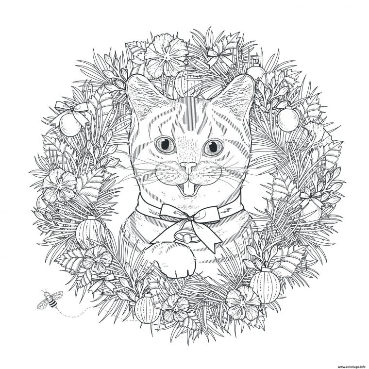 Coloriage Mandala Noel Chat Adulte Dessin Noel À Imprimer intérieur Coloriage De Chat