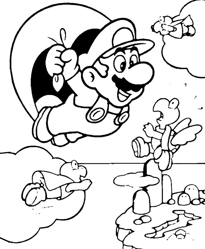 Coloriage Mario S'Envole Facile Dessin Gratuit À Imprimer destiné Dessin Mario Bros