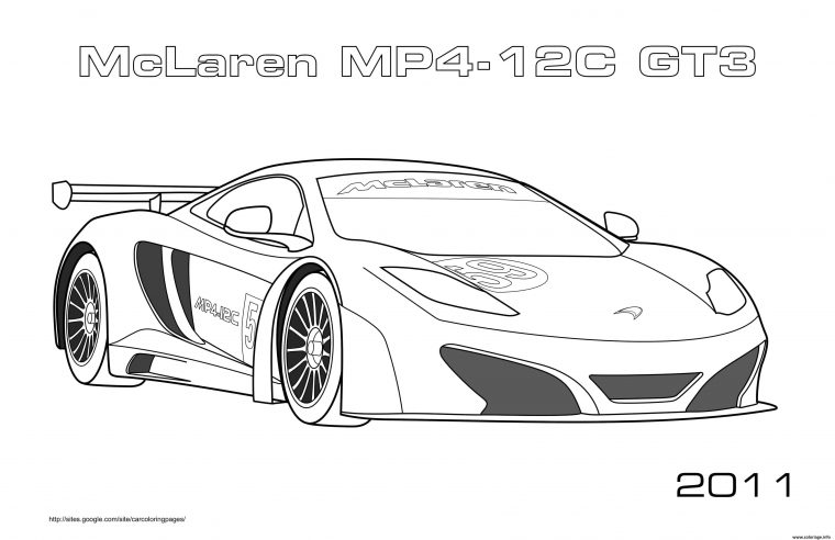 Coloriage Mclaren Mp4 12C Gt3 2011 Dessin Voiture De pour Coloriage A Imprimer Voiture