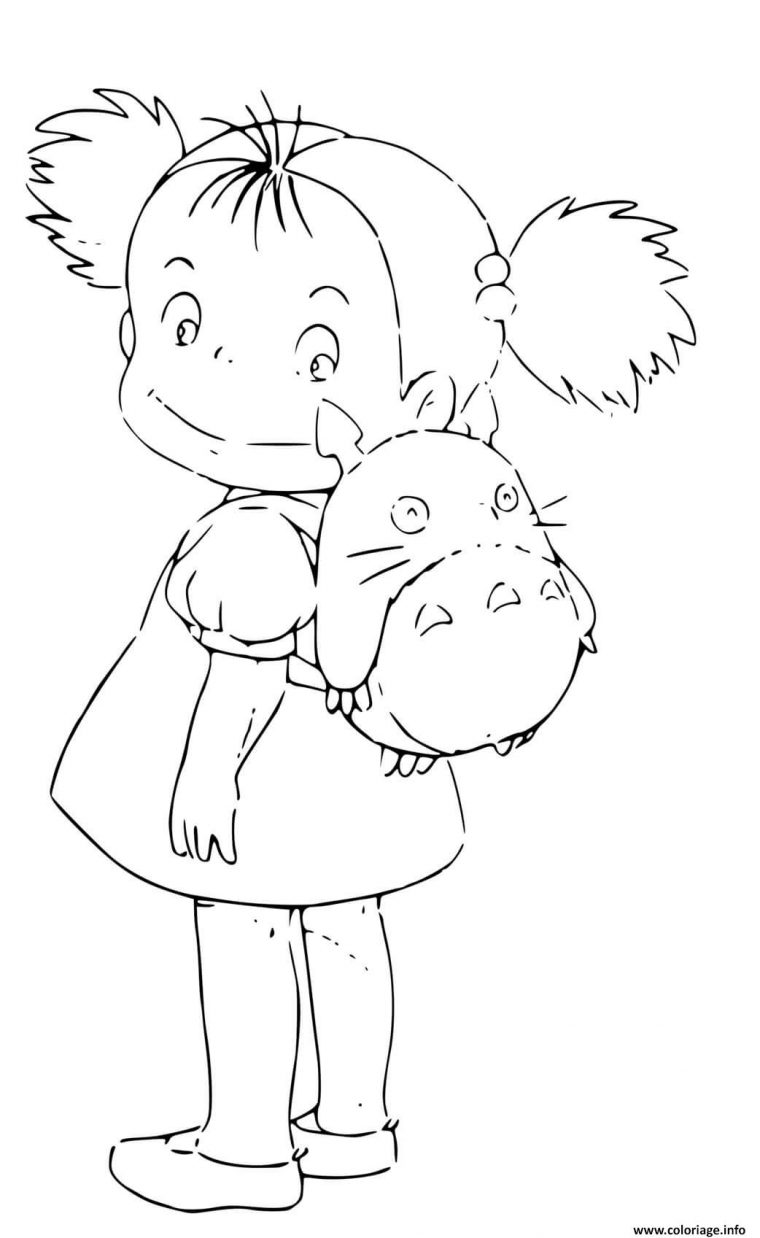 Coloriage Mei Kusakabe Avec Son Sac A Dos Totoro Dessin avec Coloriage Totoro