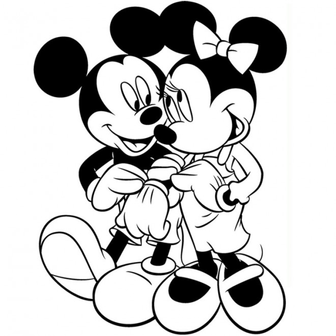 Coloriage Mickey Et Minnie Se Discutent Dessin Gratuit À avec Coloriage De Mickey Et Minnie A Imprimer 