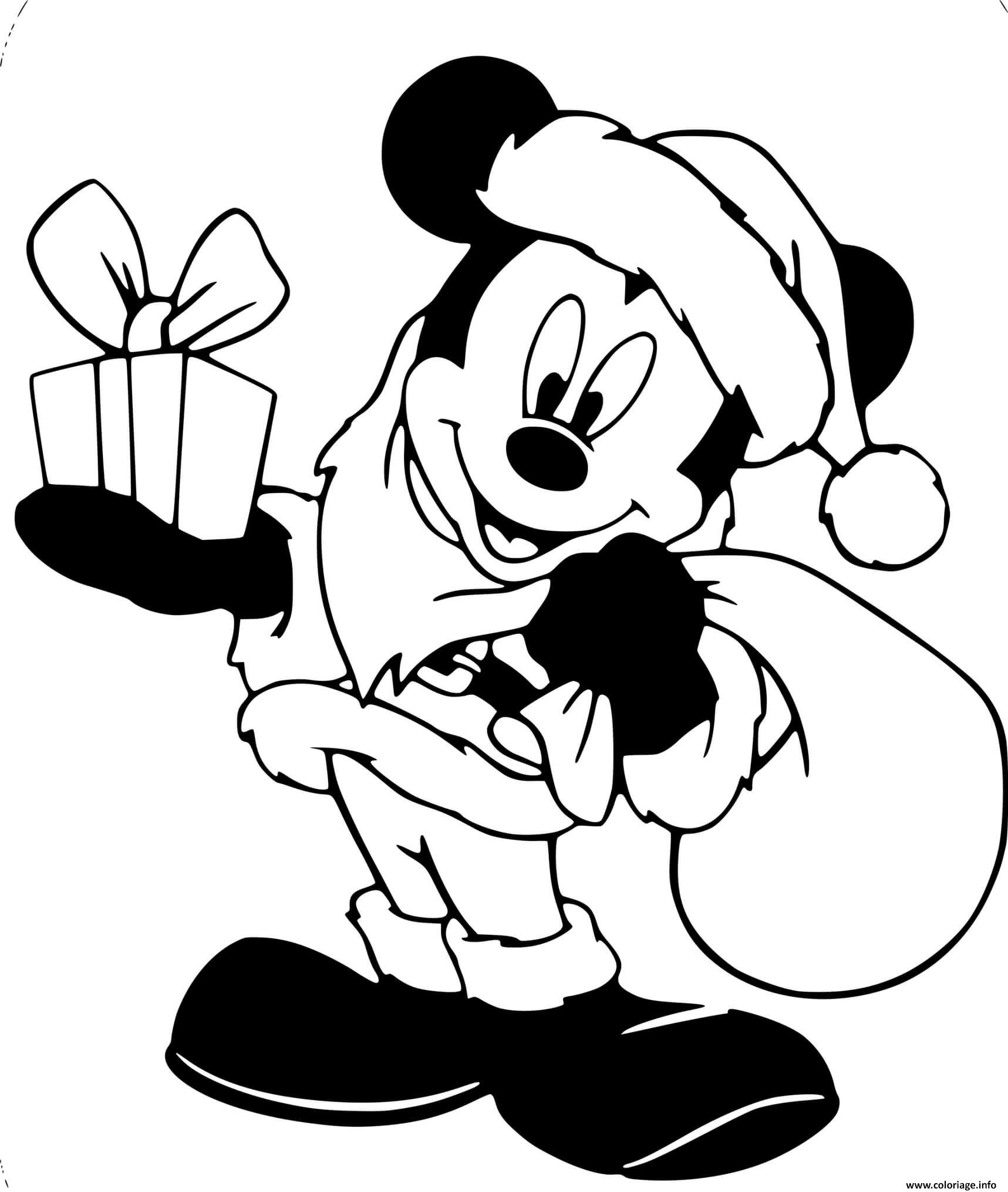 Coloriage Mickey Mouse As Santa Claus Dessin Noel Disney À destiné Dessin Mickey À Colorier 