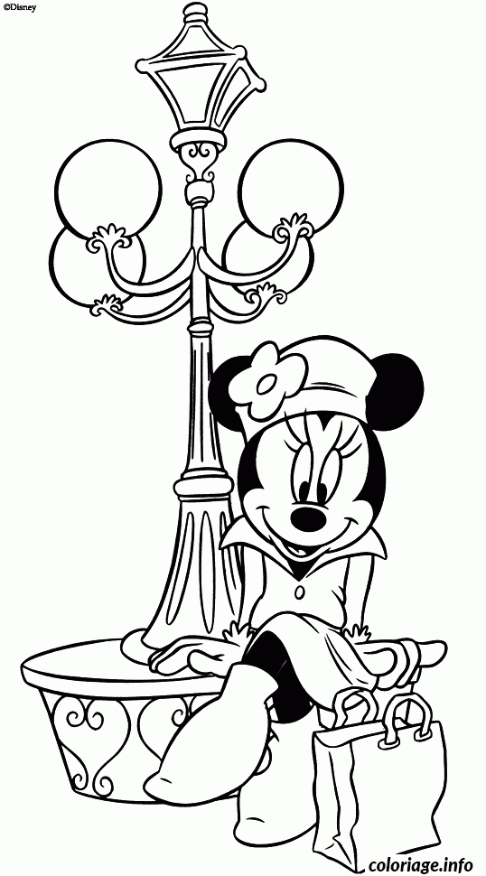 Coloriage Minnie Au Pied D Un Lampadaire Parisien Dessin intérieur Coloriage Minnie À Imprimer Gratuit