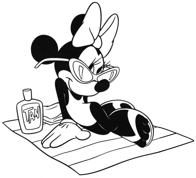 Coloriage Minnie En Plage Dessin Gratuit À Imprimer pour Dessin Plage À Imprimer 