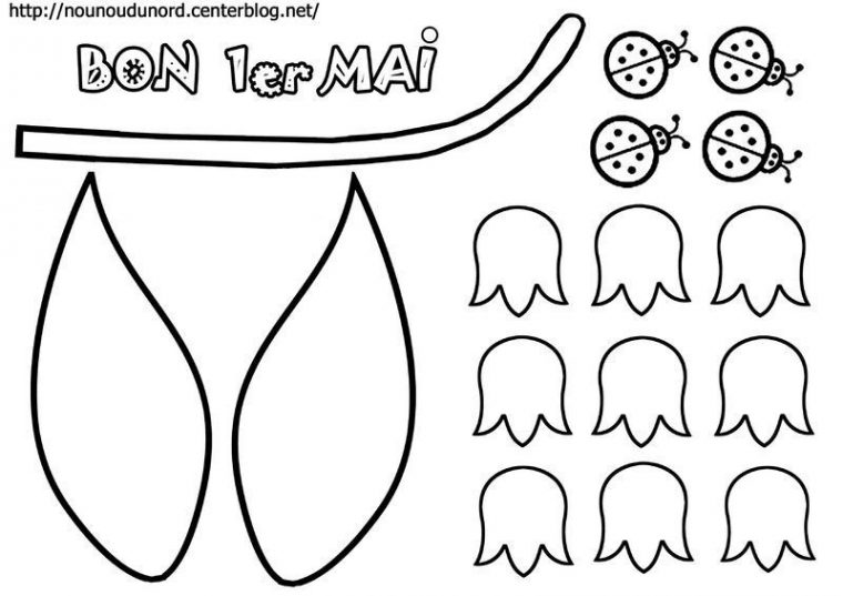 Coloriage Muguet Pour Le 1Er Mai à Coloriage Mai Maternelle