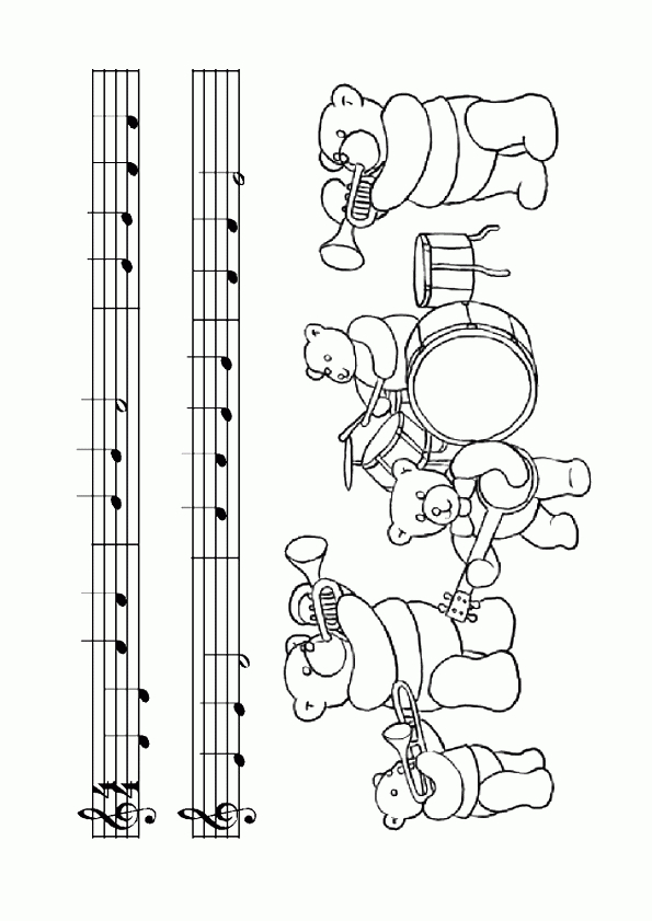 Coloriage Musique Les Nounours Musiciens concernant Note De Musique A Colorier