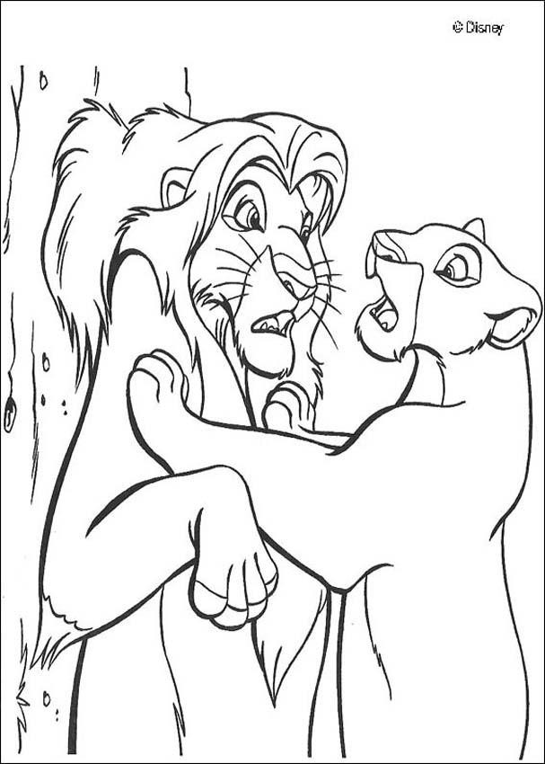 Coloriage Nala Et Le Roi Lion Surpris Dessin Gratuit À destiné Coloriage Lion À Imprimer 