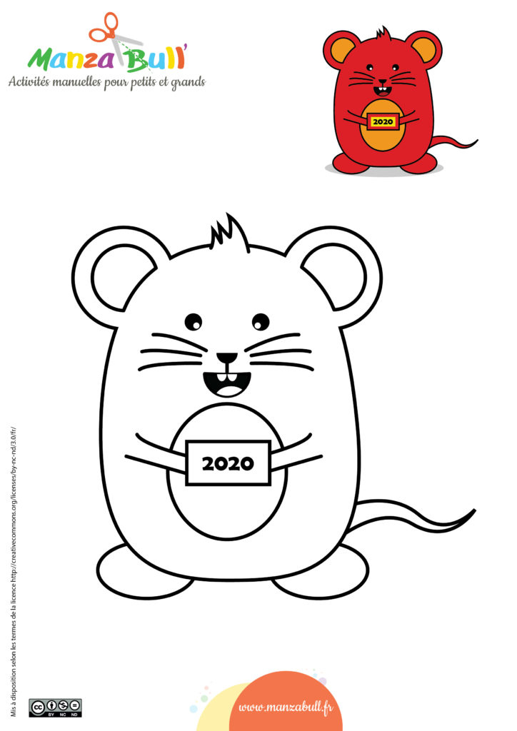 Coloriage Nouvel An Chinois - Le Rat - A Imprimer à Coloriage Chinois