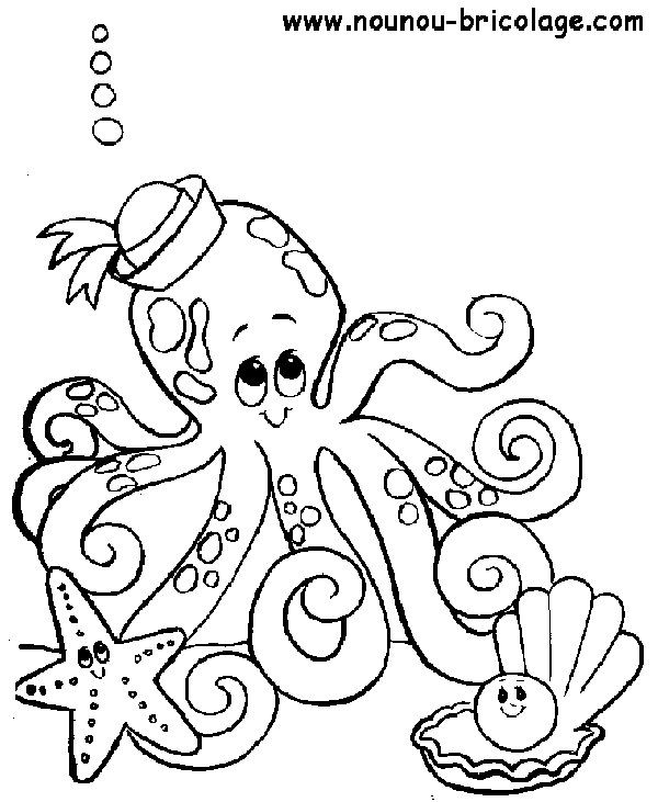 Coloriage Octopus Marin Pour Enfant Dessin Gratuit À Imprimer serapportantà Coloriage Animaux Marins A Imprimer 