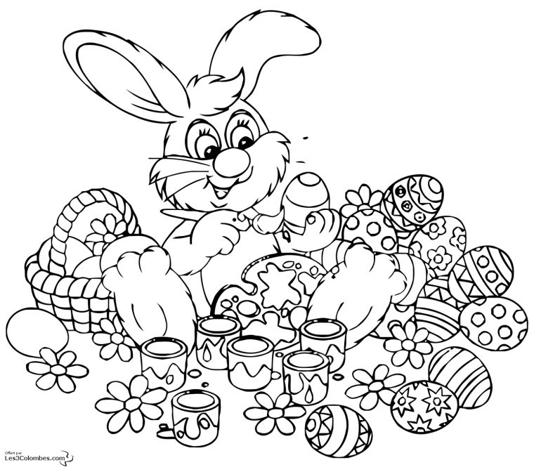 Coloriage Oeuf Et Lapin De Paques 1 – Coloriage En Ligne destiné Coloriage De Paques Gratuit