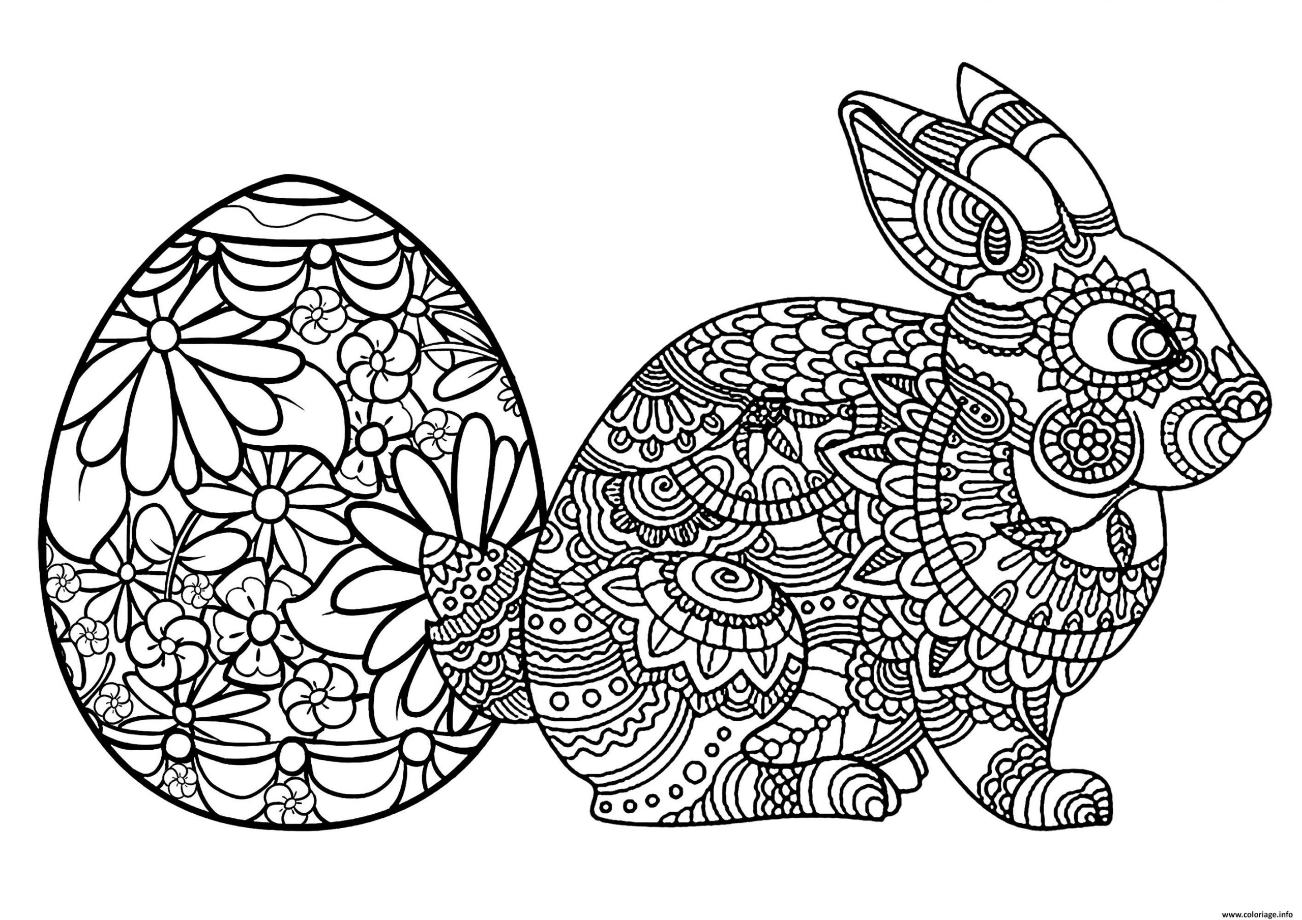 Coloriage Oeuf Et Lapin De Paques Adulte Dessin Paques tout Dessin De Paques