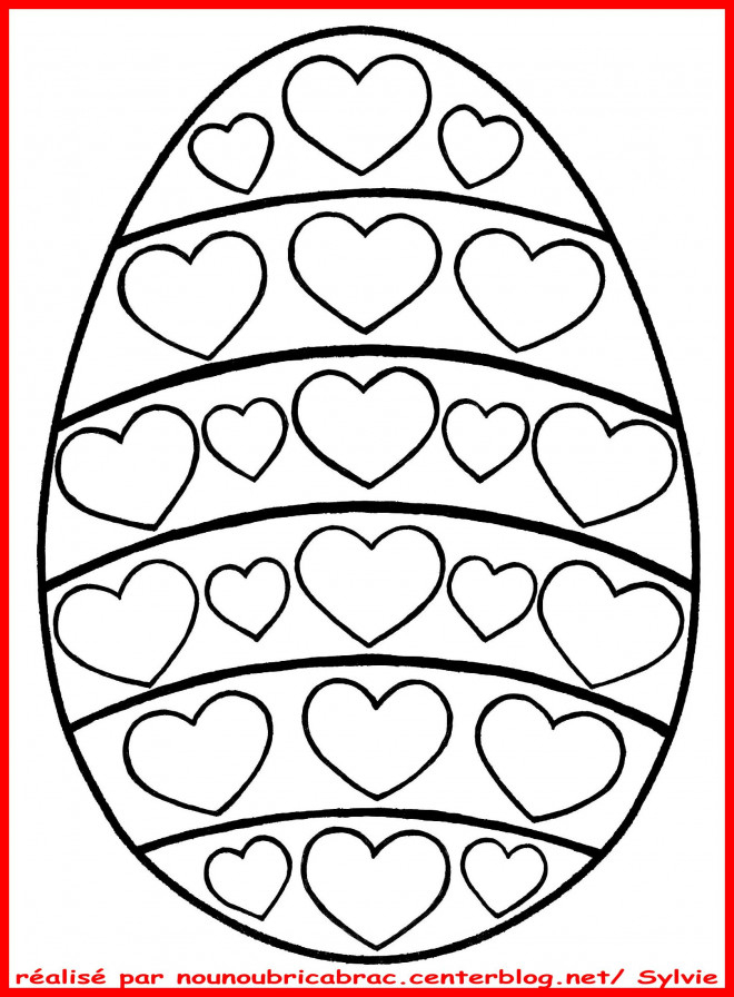 Coloriage Oeuf Pâques Avec Des Coeurs Dessin Gratuit À dedans Coloriage Oeuf De Paque 