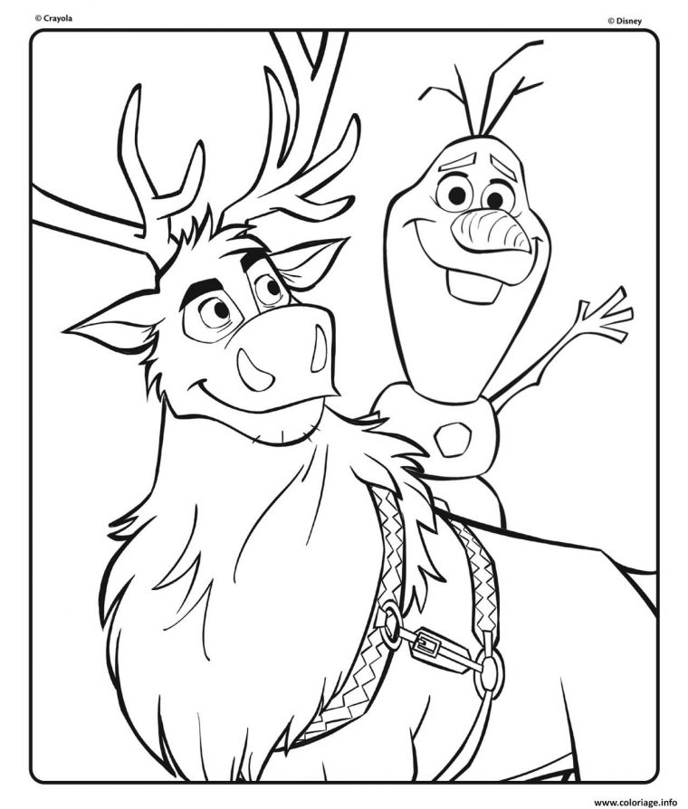 Coloriage Olaf Et Sven De Disney La Reine Des Neiges 2 intérieur Coloriage Reine