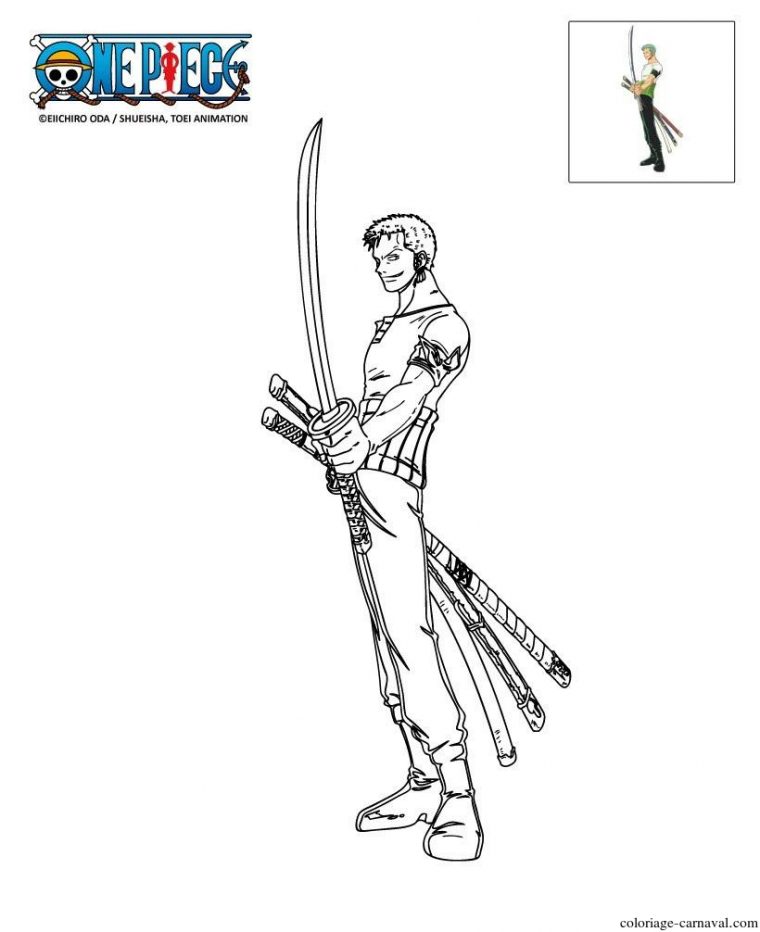 Coloriage Onepiece Zoro Sabre Au Clair Zoro Dessin Gratuit destiné Coloriage Zoro