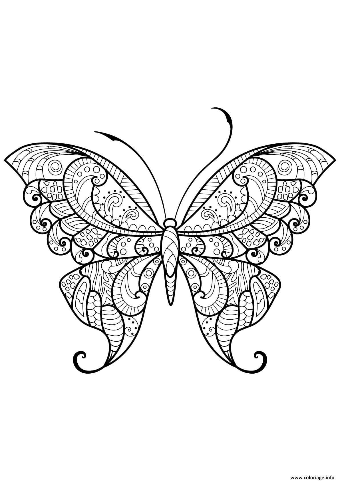 Coloriage Papillon Adulte Jolis Motifs 12 - Jecolorie encequiconcerne Papillon Coloriage 