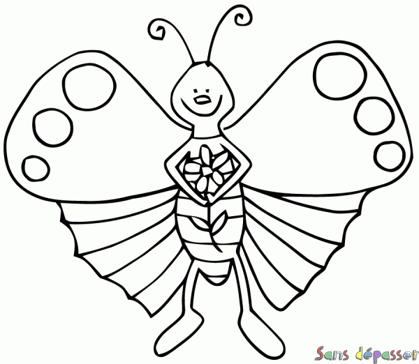 Coloriage Papillon Avec Une Fleur - Sans Dépasser dedans Coloriage De Papillon Sur Une Fleur 