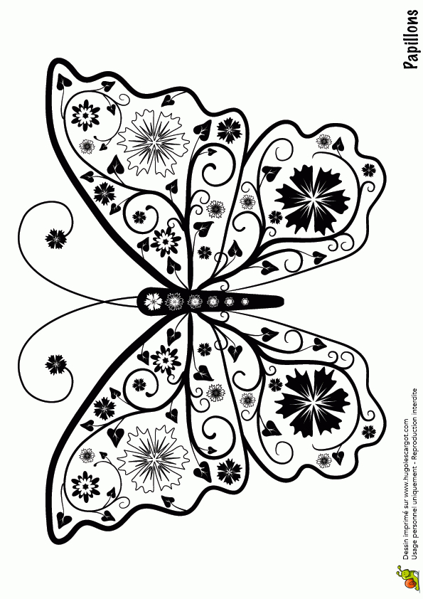 Coloriage Papillon Fleur Sur Hugolescargot tout Papillon En Coloriage 