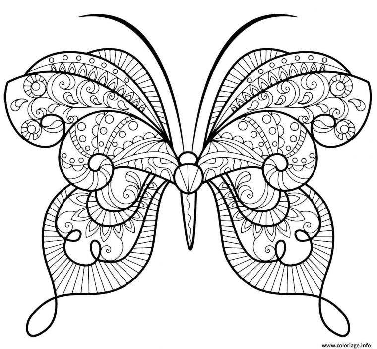 Coloriage Papillon Zentangle Jolis Motifs 15 Dessin Adulte intérieur Image Papillon À Imprimer