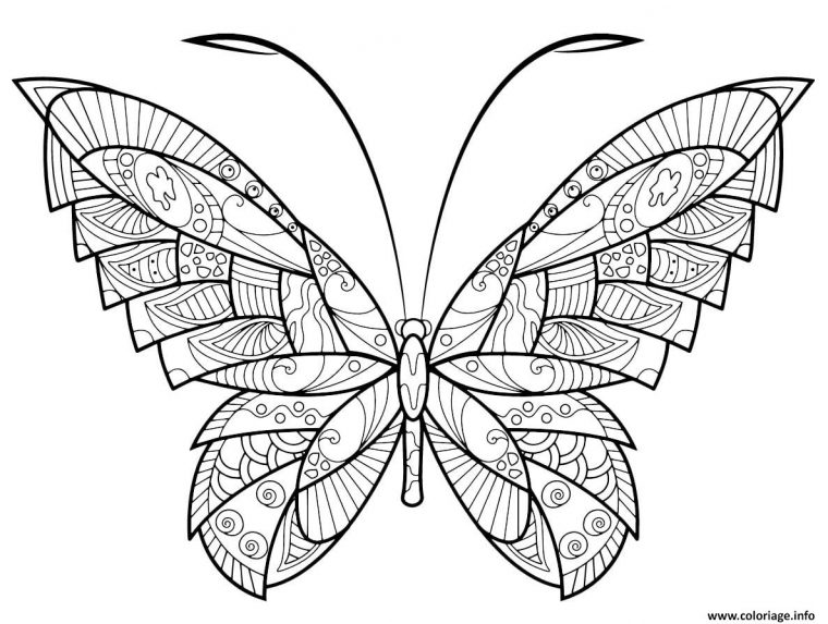 Coloriage Papillon Zentangle Jolis Motifs 17 Dessin Adulte pour Coloriage Gratuit Papillon