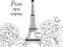 Coloriage Paris Mon Amour Fleurs Et Tour Eiffel Dessin intérieur Photos Tour Eiffel A Imprimer