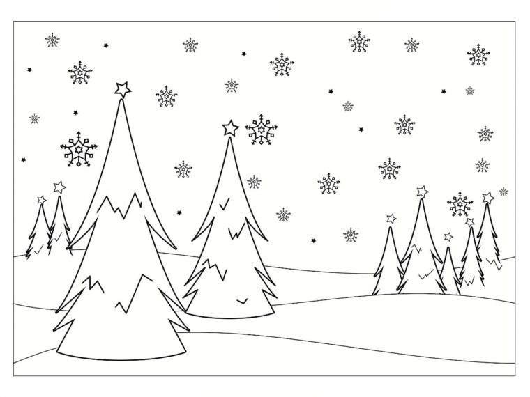 Coloriage Paysage Hiver : 30 Dessins À Imprimer Gratuitement intérieur Coloriage Hiver A Imprimer Gratuit