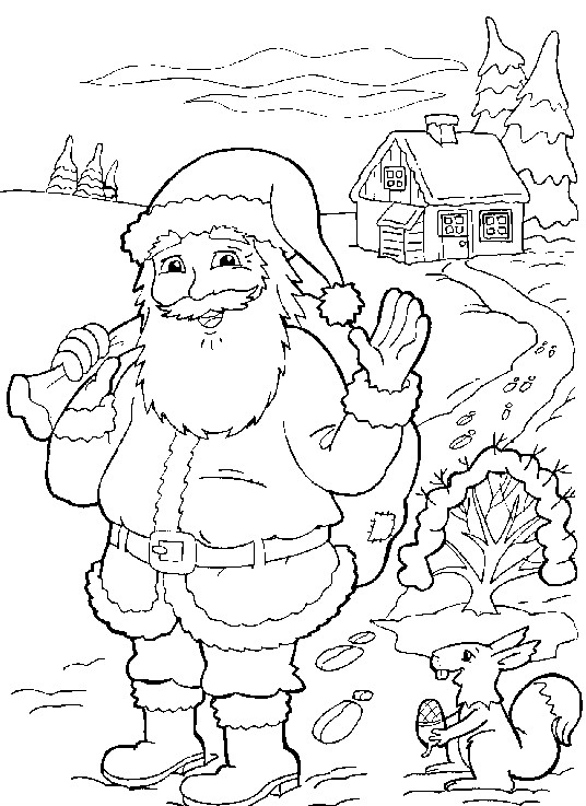 Coloriage Père Noël Dans Le Village Dessin Gratuit À Imprimer pour Dessins De Noel À Imprimer 