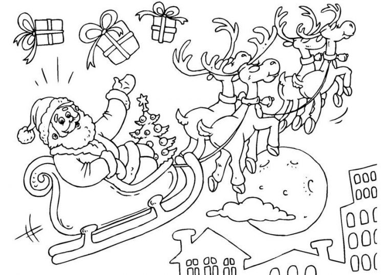 Coloriage Père Noël En Traîneau – Coloriages Gratuits À destiné Coloriage De Traineau