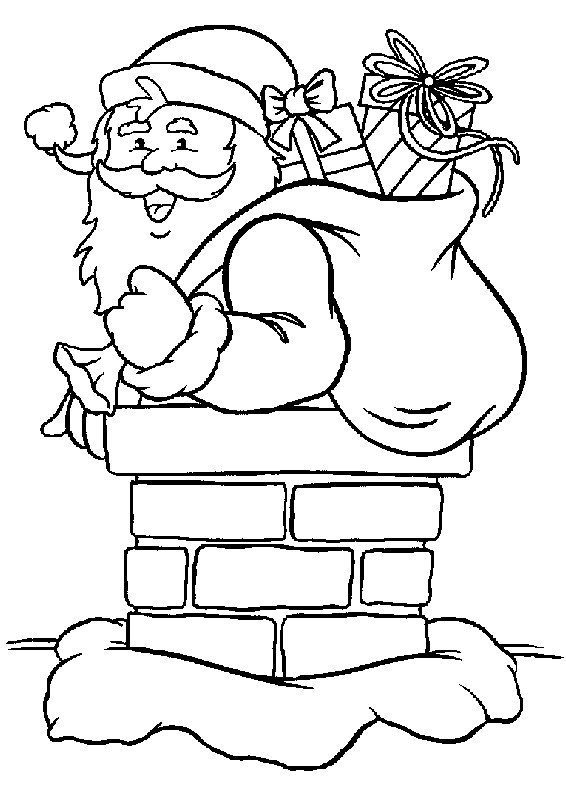 Coloriage Père Noël Entre Par La Cheminée pour Coloriage A Imprimer Pere Noel 