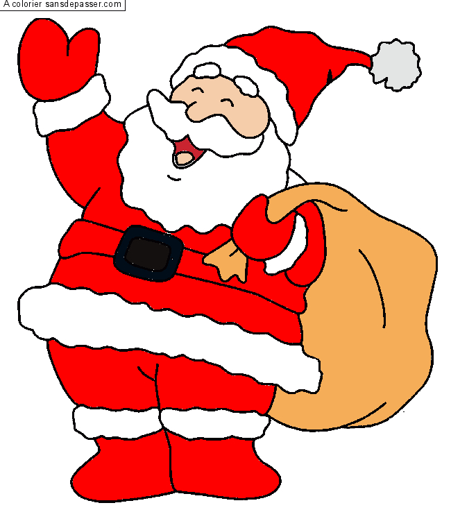 Coloriage Père Noël Et Sa Hotte - Sans Dépasser à Dessiner Le Père Noël 