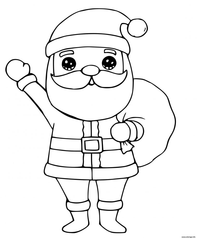 Coloriage Pere Noel Maternelle Mignon Fait Un Salut Dessin à Coloriage Mignon A Imprimer