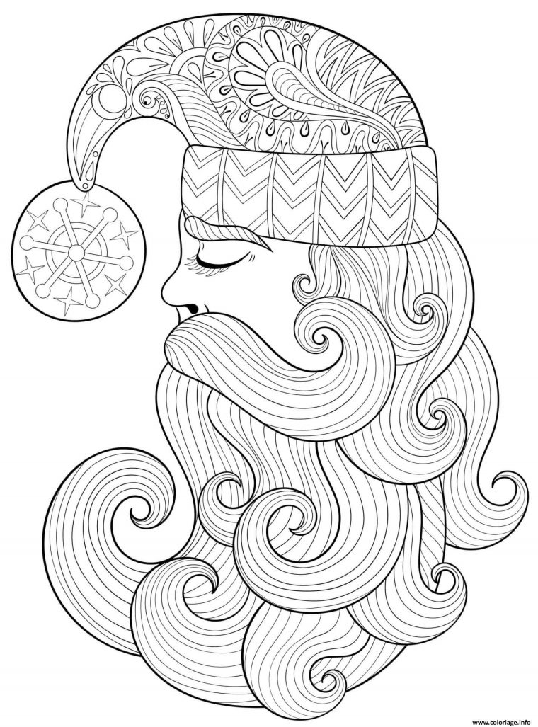 Coloriage Pere Noel Zen Qui Relaxe Anti Stress Dessin Noel dedans Coloriage Père Noel