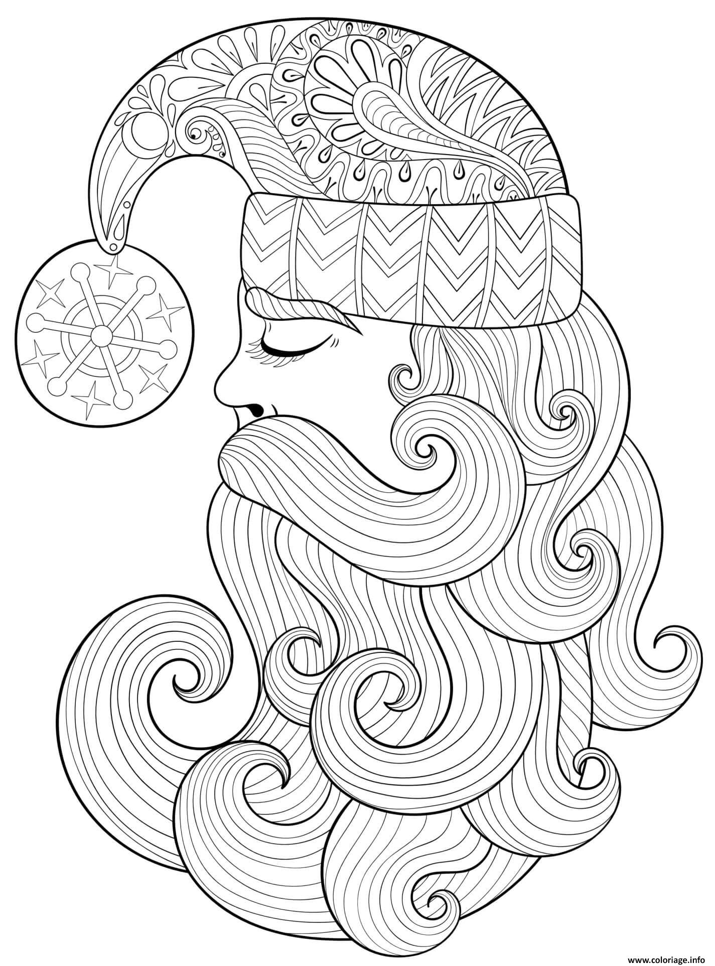 Coloriage Pere Noel Zen Qui Relaxe Anti Stress Dessin Noel serapportantà Coloriage Noel 