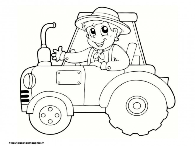 Coloriage Petit Enfant Sur Tracteur Dessin Gratuit À Imprimer dedans Dessin Animé Avec Tracteur 