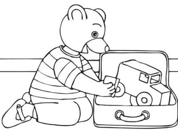 Coloriage: Petit Ours Brun Et Ses Jouets pour Petit Ours Brun Coloriage