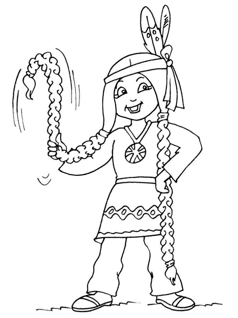 Coloriage Petite Indienne 25 – Coloriage Enfants Filles intérieur Indien Coloriage