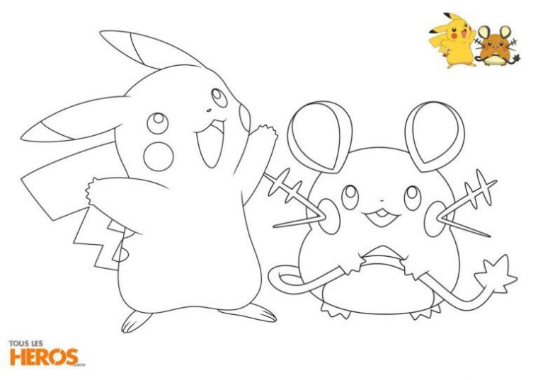 Coloriage Pokémon Avec Le Mignon Duo Pikachu Et Dedenne encequiconcerne Image Pokemon À Imprimer En Couleur