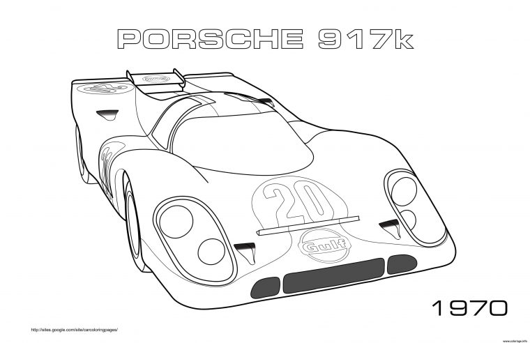 Coloriage Porche 917K 1970 Dessin Voiture De Sport À Imprimer avec Coloriage A Imprimer Voiture