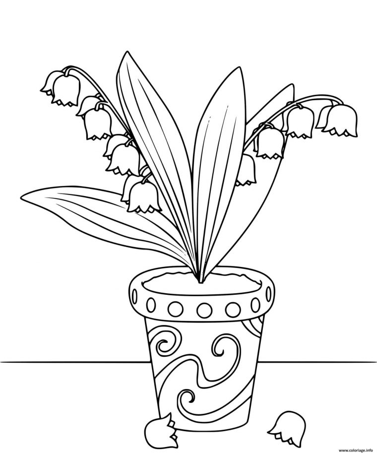 Coloriage Pot De Fleurs De Muguet 1Er Mai – Jecolorie serapportantà Muguet Dessin