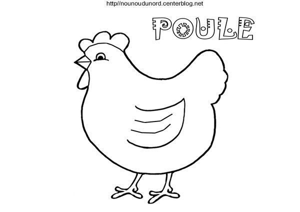 Coloriage Poule Dessiné Par Nounoudunord à Poule Facile A Dessiner