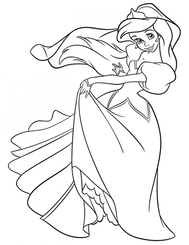Coloriage Princesse Ariel Entrain De Danser Dessin Gratuit encequiconcerne Coloriages Ariel 
