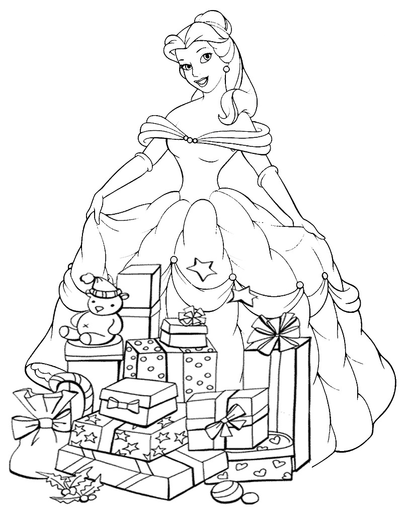 Coloriage Princesse Disney À Noël À Imprimer pour Dessins De Princesses À Imprimer 